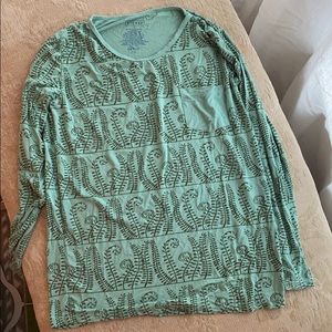 Kickee Pants Green Fern Print Longsleeved Shirt M